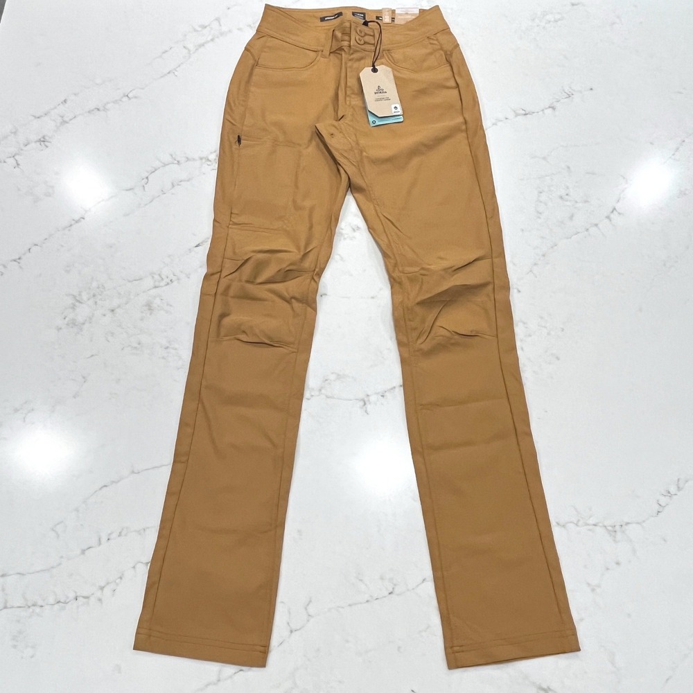 Prana NEW Halle Straight Pant II Womens 00 Tall Brown Hiking Outdoor Gorpcore